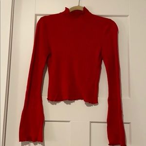 Red turtleneck sweater